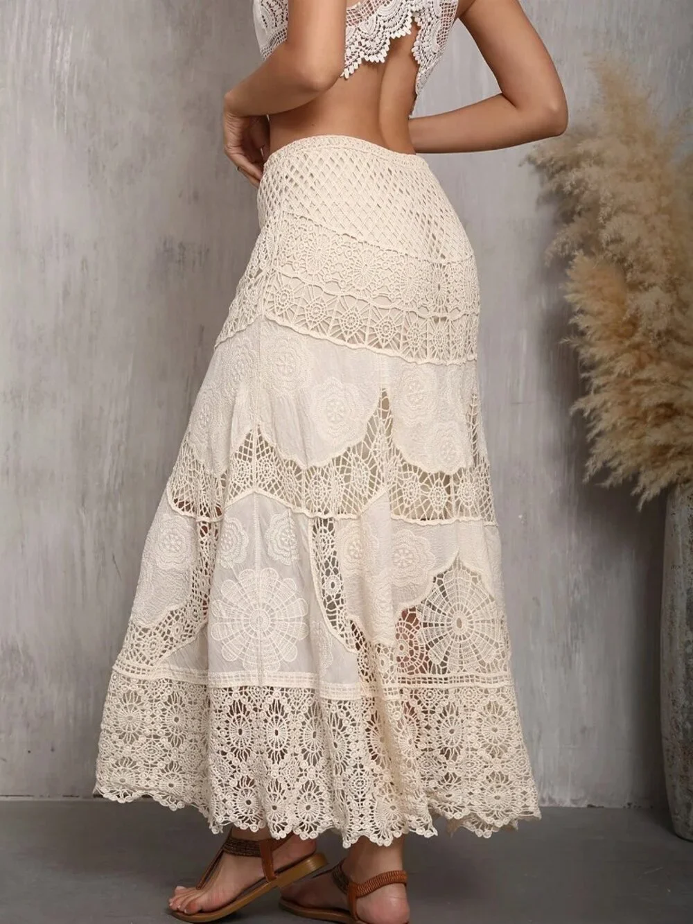 Apricot Boho Women's Lace A-Line Skirt - Picture 2 of 5